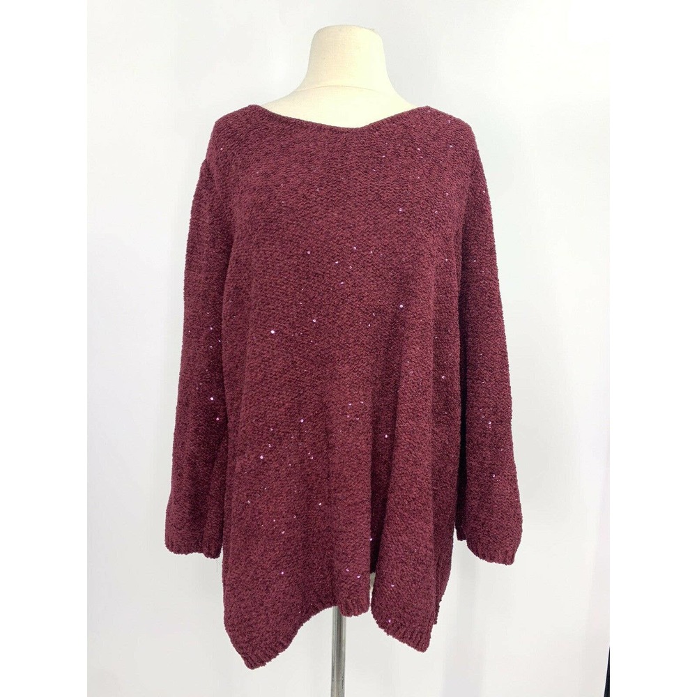 Chico's Chenille Sequin V-neck Pullover Sweater' - Picture 1 of 10